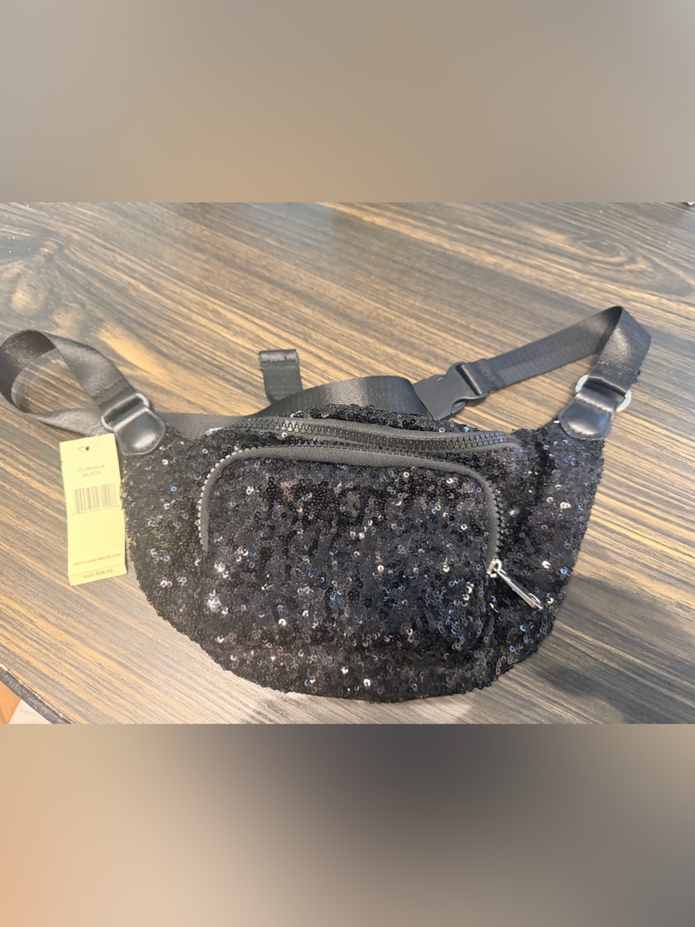 Black Sequin Belt Bag - Stylish Hands-Free Fanny Pack